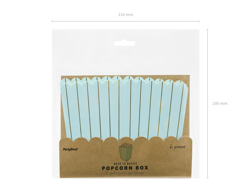 6 boîtes à Popcorn bleues à rayures dorées en carton - Touch of Gold