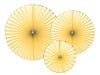 3 rosaces en papier jaune avec bord doré - Yummy