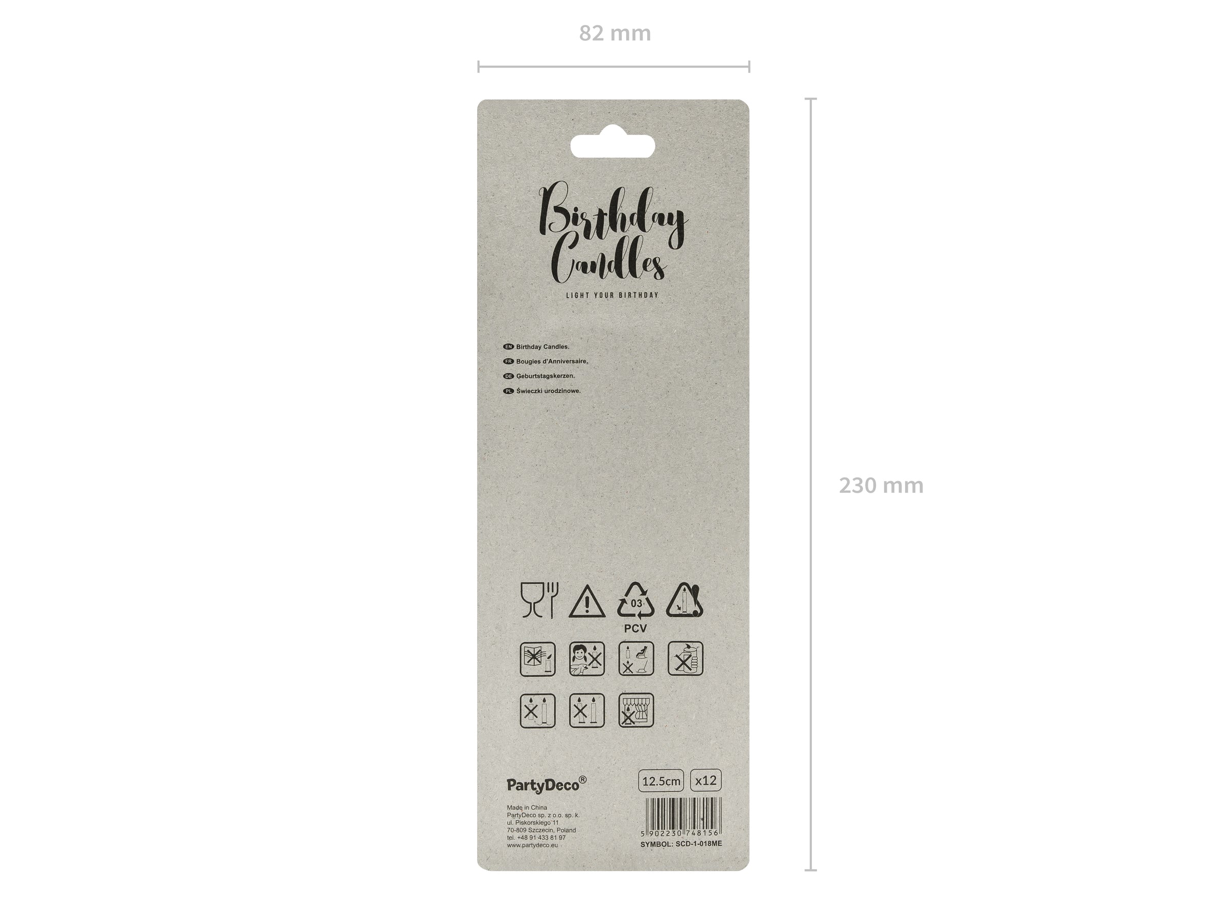 12 bougies d'anniversaire argentées de 12,5 cm