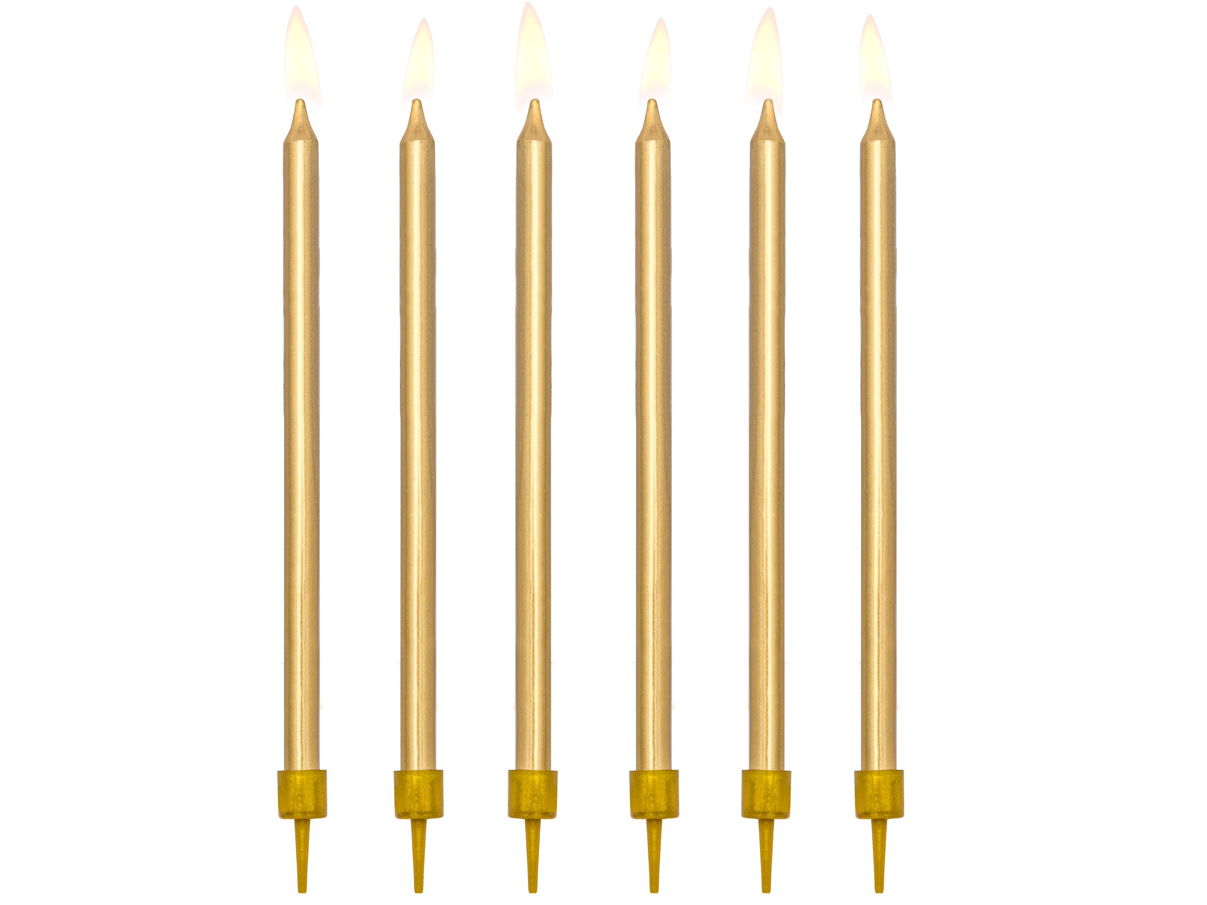 12 bougies d'anniversaire dorées de 12,5 cm