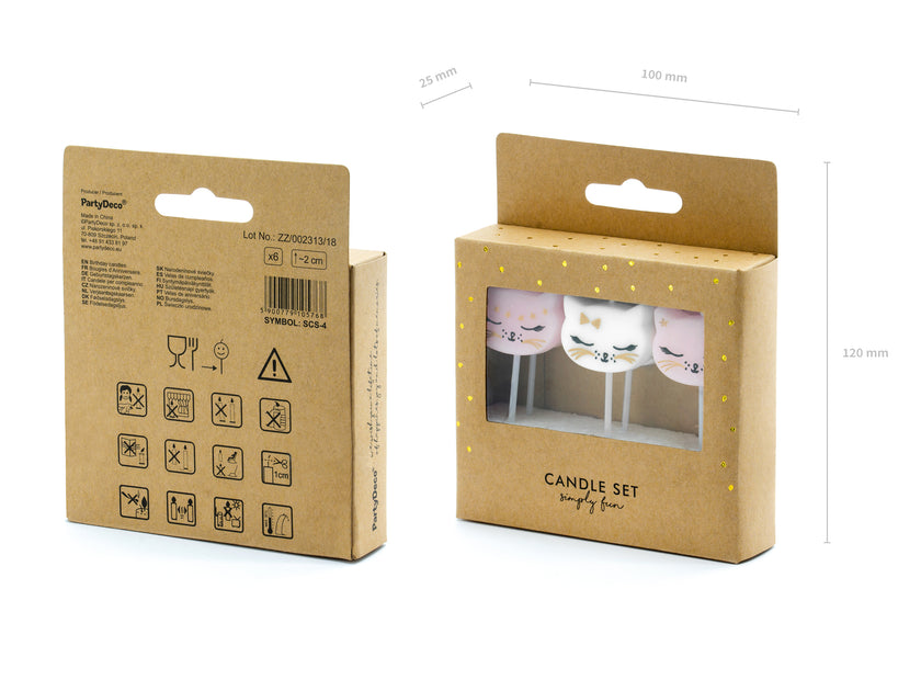 6 bougies d'anniversaire en forme de chat  - Meow Party