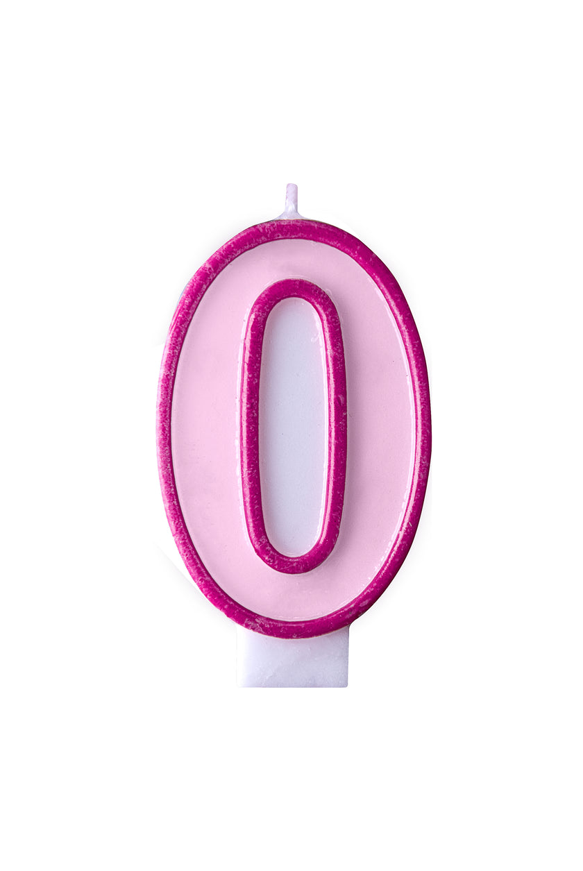 Bougie anniversaire rose chiffre 0