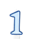 Bougie anniversaire bleu chiffre 1