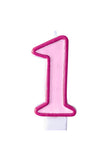 Bougie anniversaire rose chiffre 1