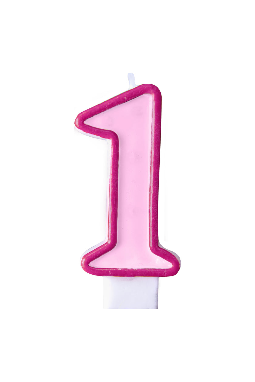Bougie anniversaire rose chiffre 1