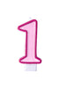 Bougie anniversaire rose chiffre 1