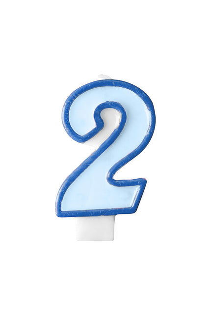 Bougie anniversaire bleu chiffre 2