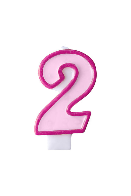 Bougie anniversaire rose chiffre 2