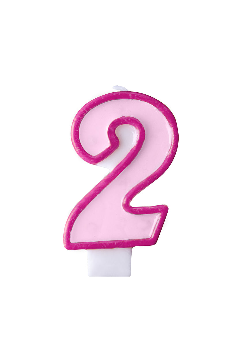 Bougie anniversaire rose chiffre 2