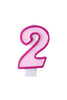 Bougie anniversaire rose chiffre 2