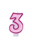 Bougie anniversaire rose chiffre 3