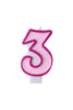 Bougie anniversaire rose chiffre 3