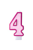 Bougie anniversaire rose chiffre 4