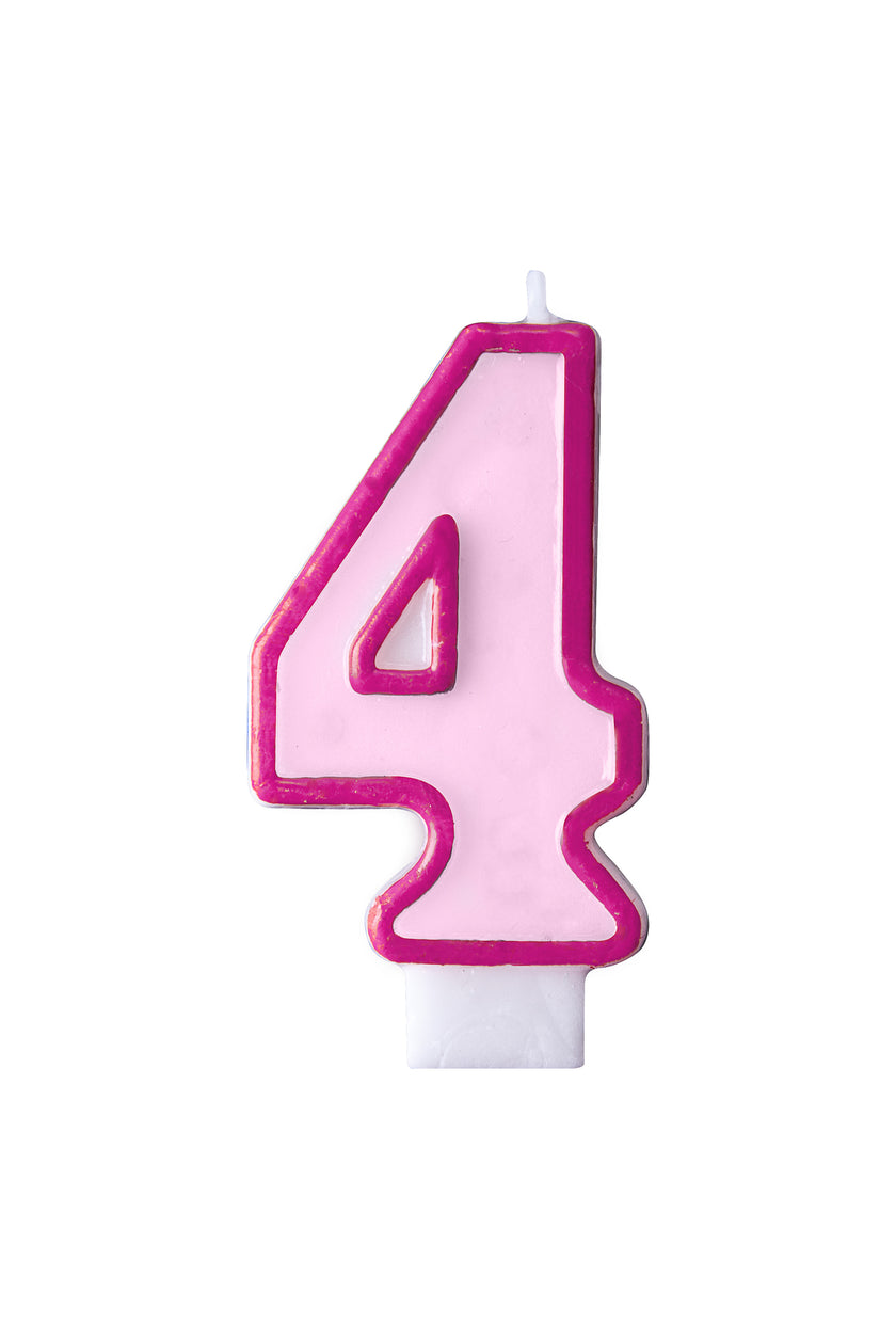 Bougie anniversaire rose chiffre 4