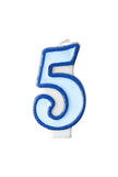 Bougie anniversaire bleu chiffre 5