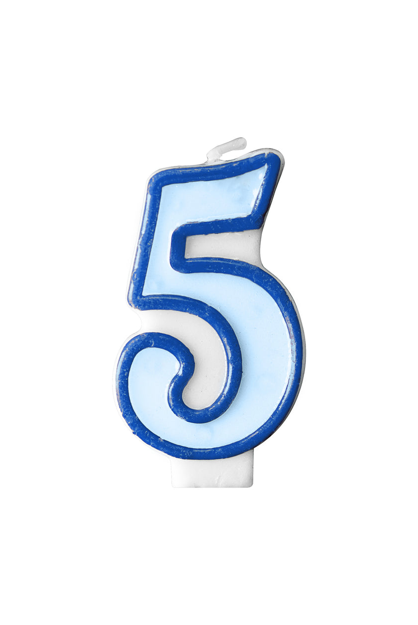 Bougie anniversaire bleu chiffre 5
