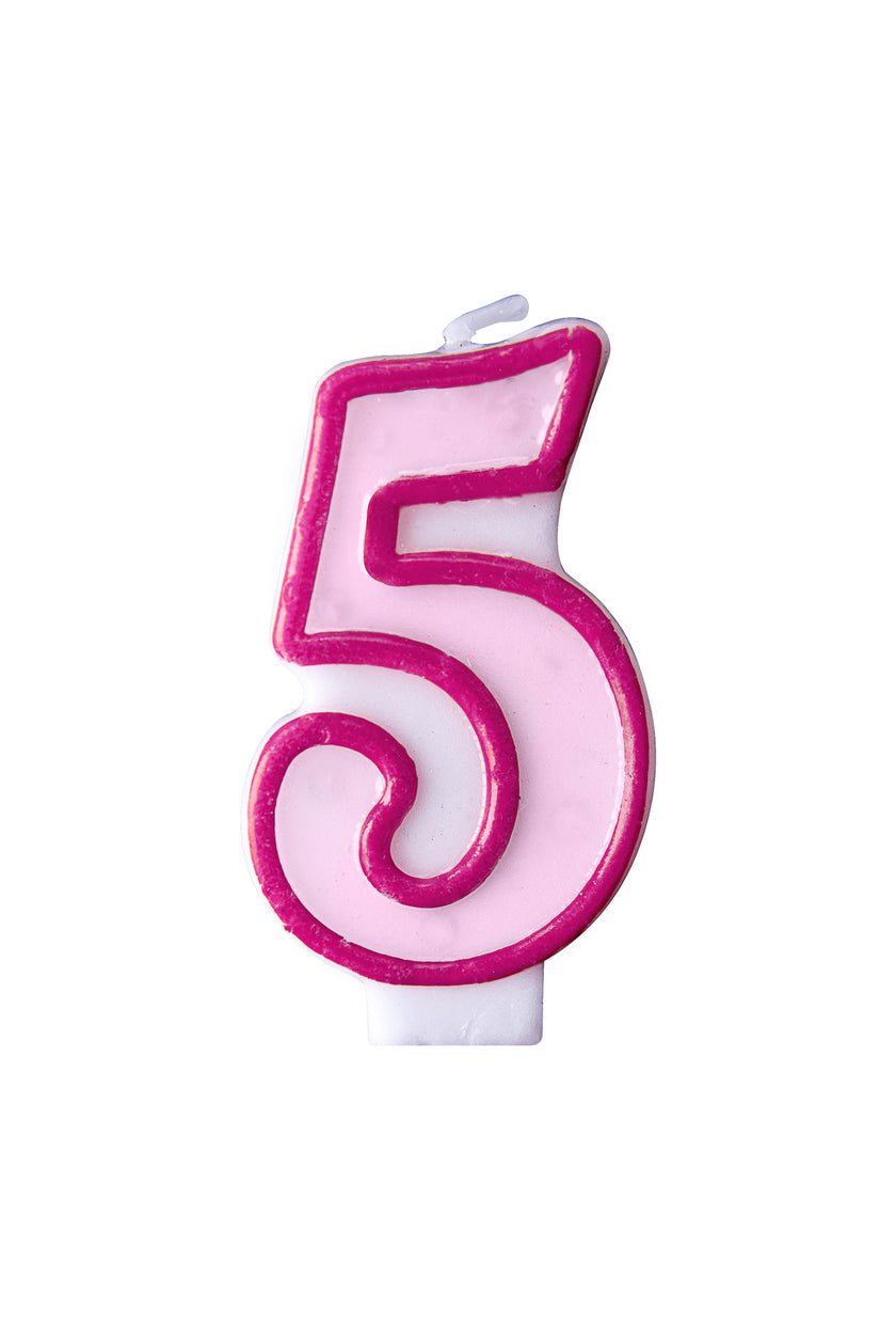 Bougie anniversaire rose chiffre 5