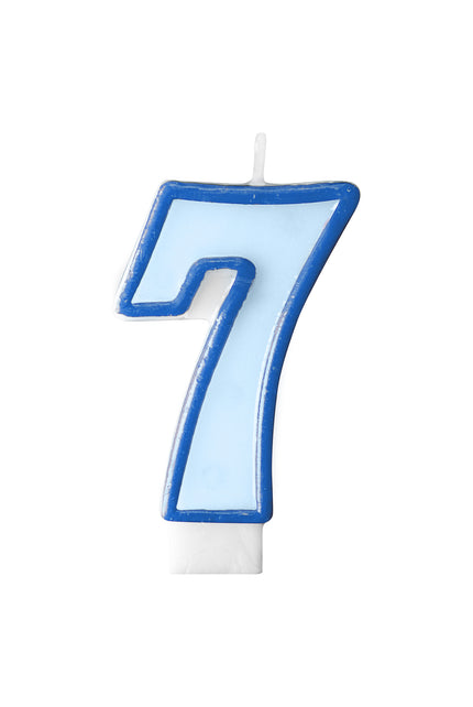 Bougie anniversaire bleu chiffre 7