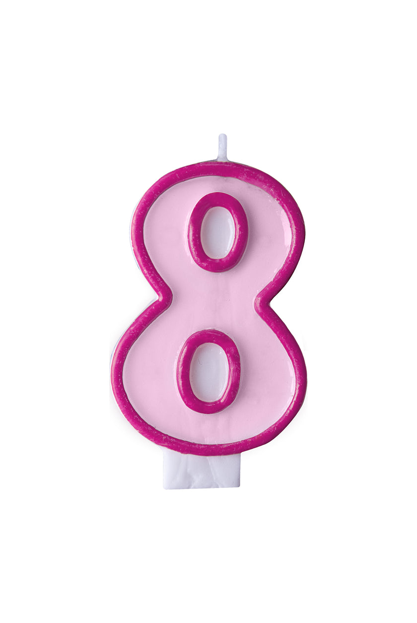 Bougie anniversaire rose chiffre 8