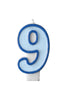 Bougie anniversaire bleu chiffre 9