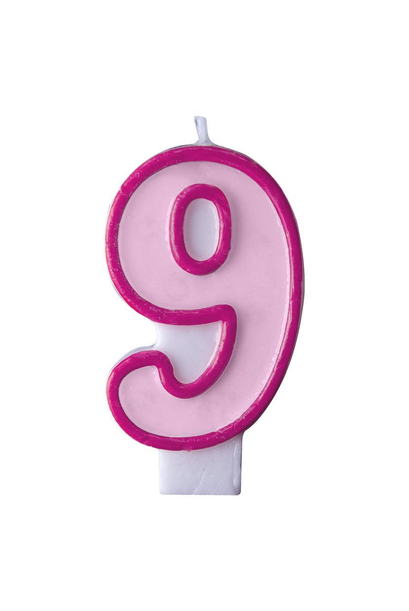 Bougie anniversaire rose chiffre 9