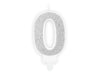 Bougie anniversaire argentée chiffre 0