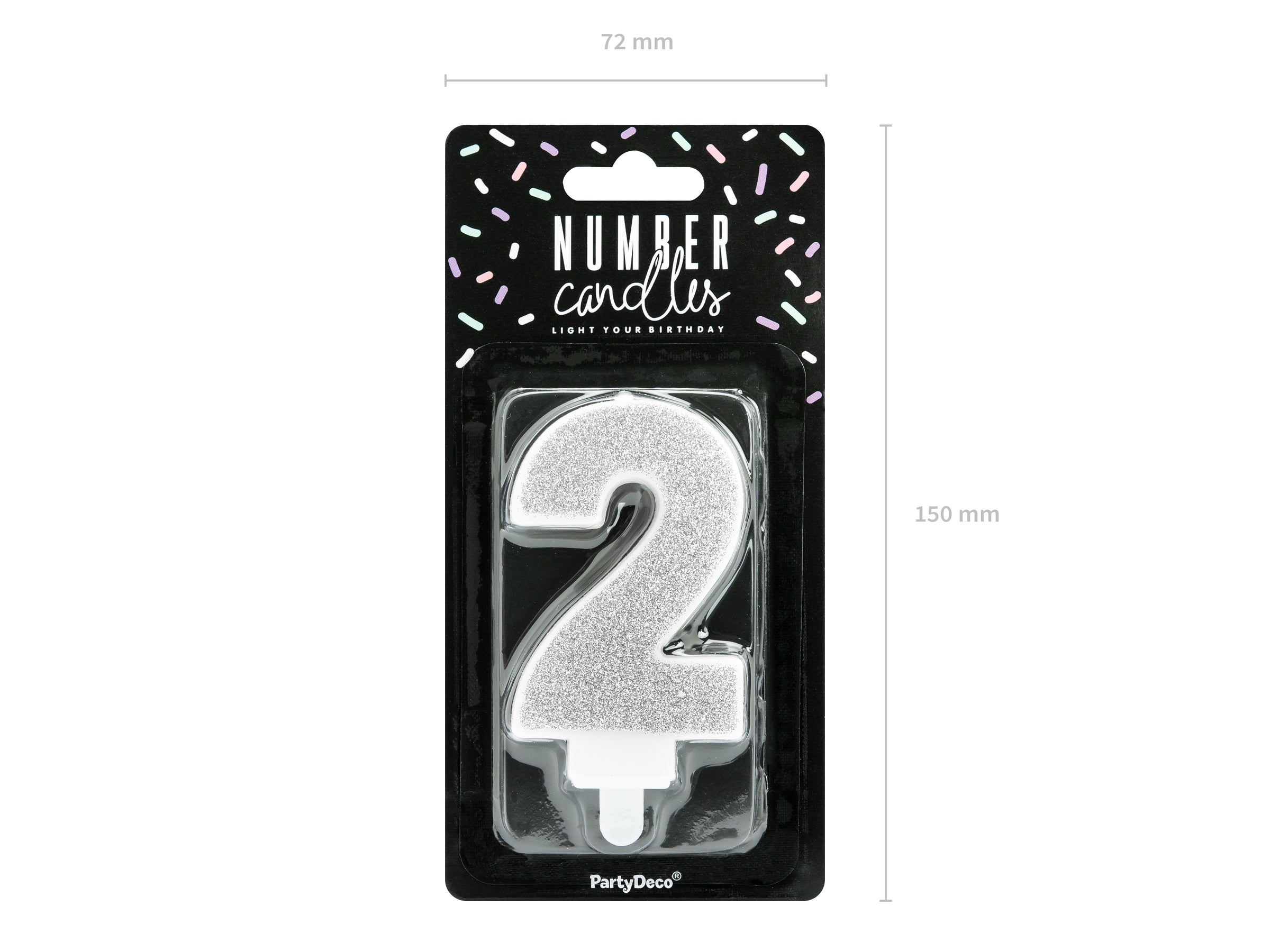 Bougie anniversaire argentée chiffre 2