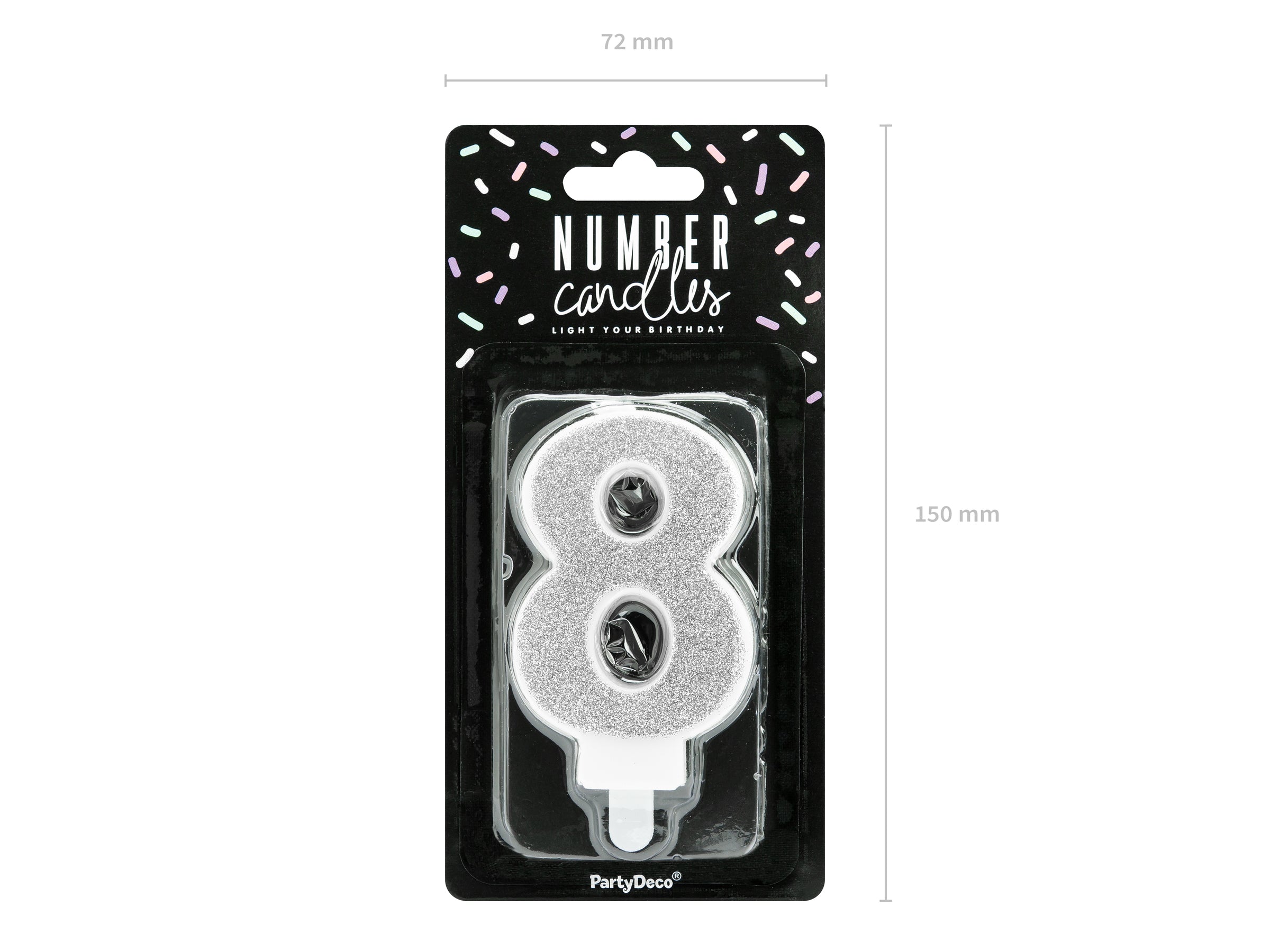 Bougie anniversaire argentée chiffre 8