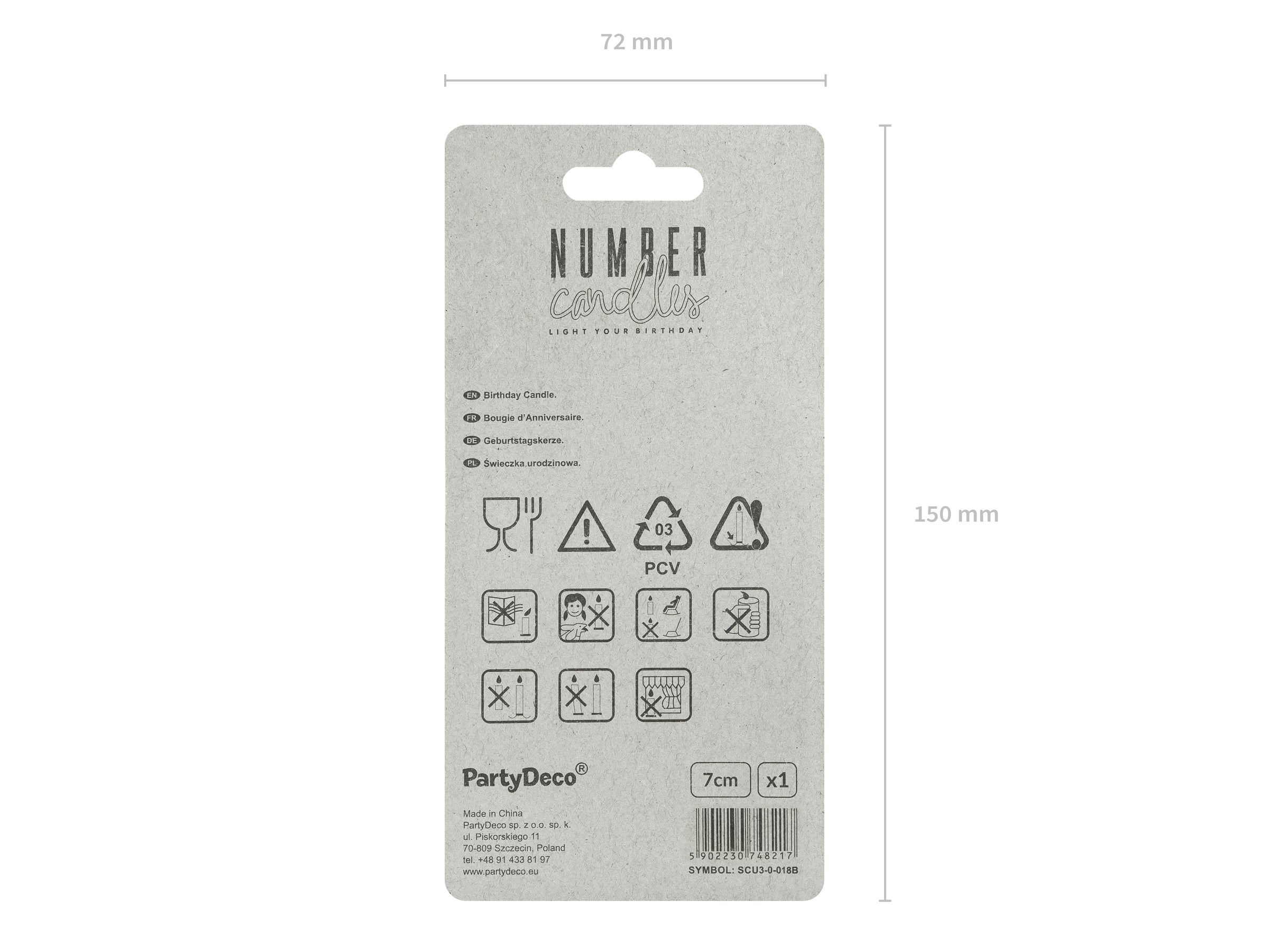 Bougie anniversaire argentée chiffre 9