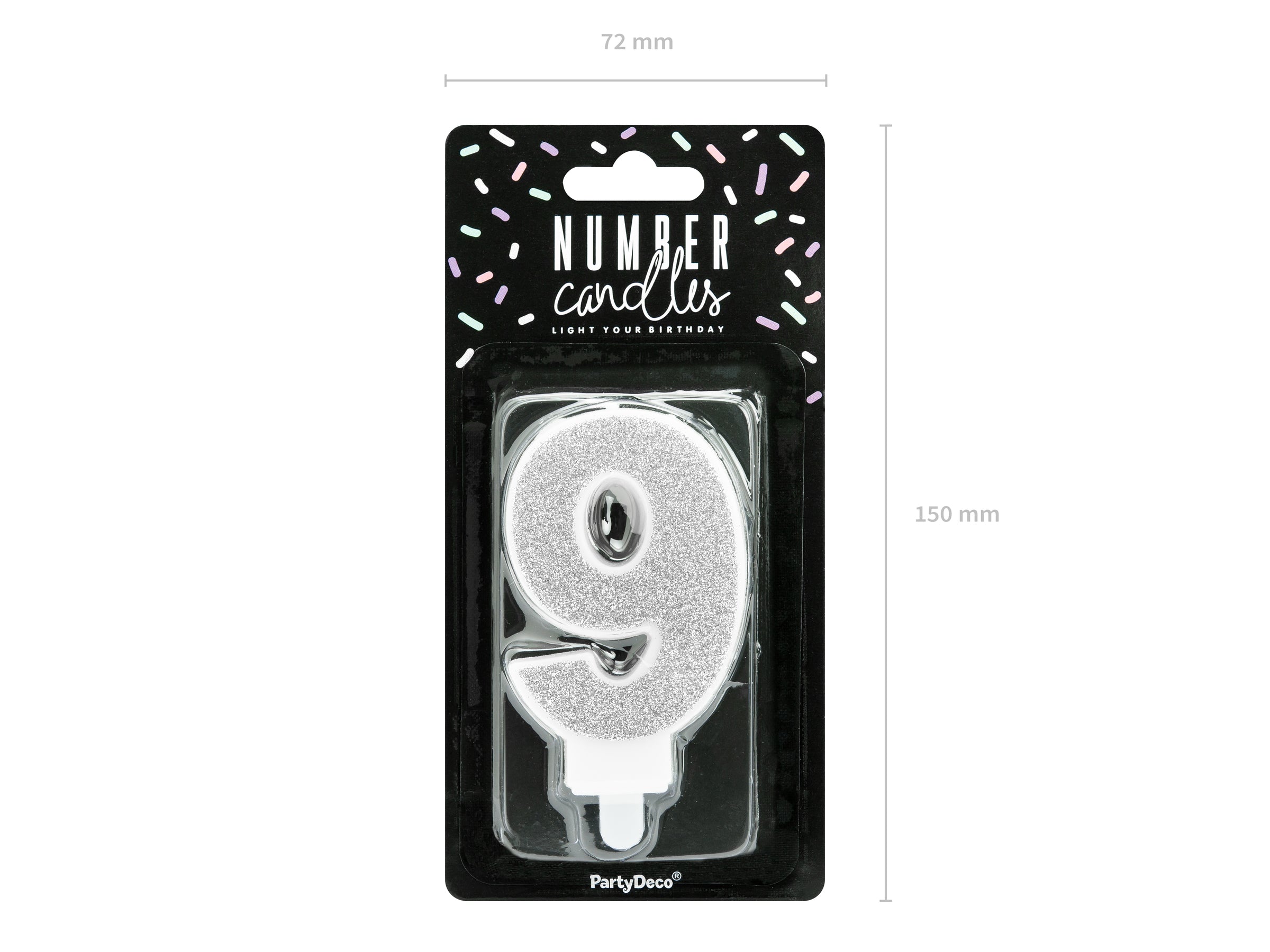 Bougie anniversaire argentée chiffre 9