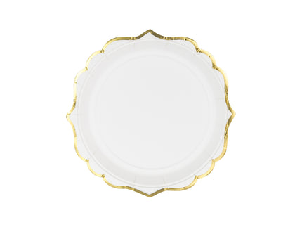 6 assiettes blanches bords dorés en carton - Wedding in rose colour