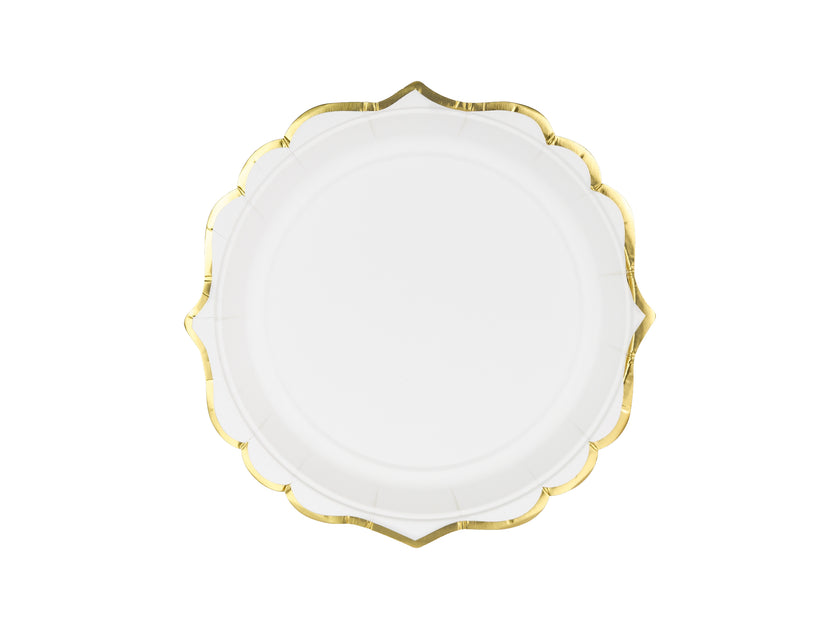 6 assiettes blanches bords dorés en carton - Wedding in rose colour