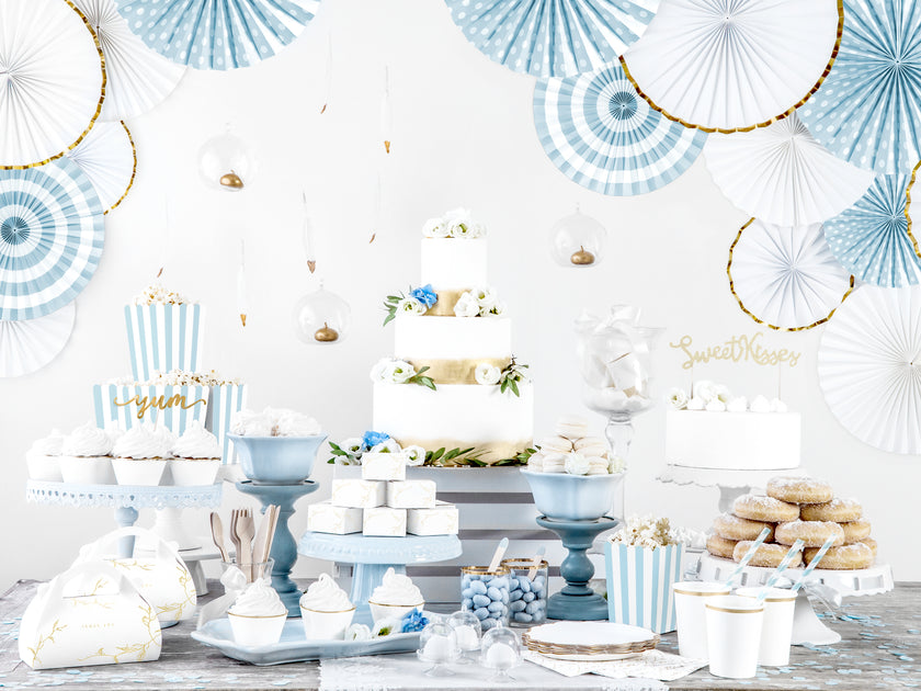 6 assiettes blanches bords dorés en carton - Wedding in rose colour