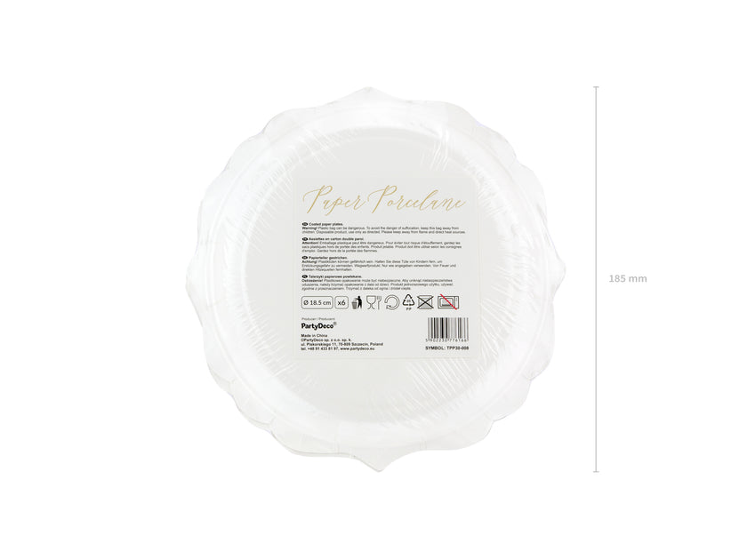 6 assiettes blanches bords dorés en carton - Wedding in rose colour