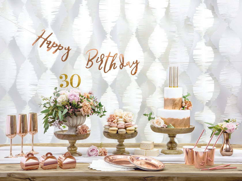 6 assiettes rose gold de 23 cm en carton - Vintage Birthday
