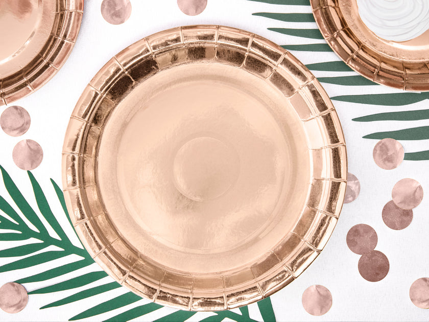 6 assiettes rose gold de 23 cm en carton - Vintage Birthday