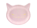 6 assiettes roses en forme de chat en carton - Meow Party