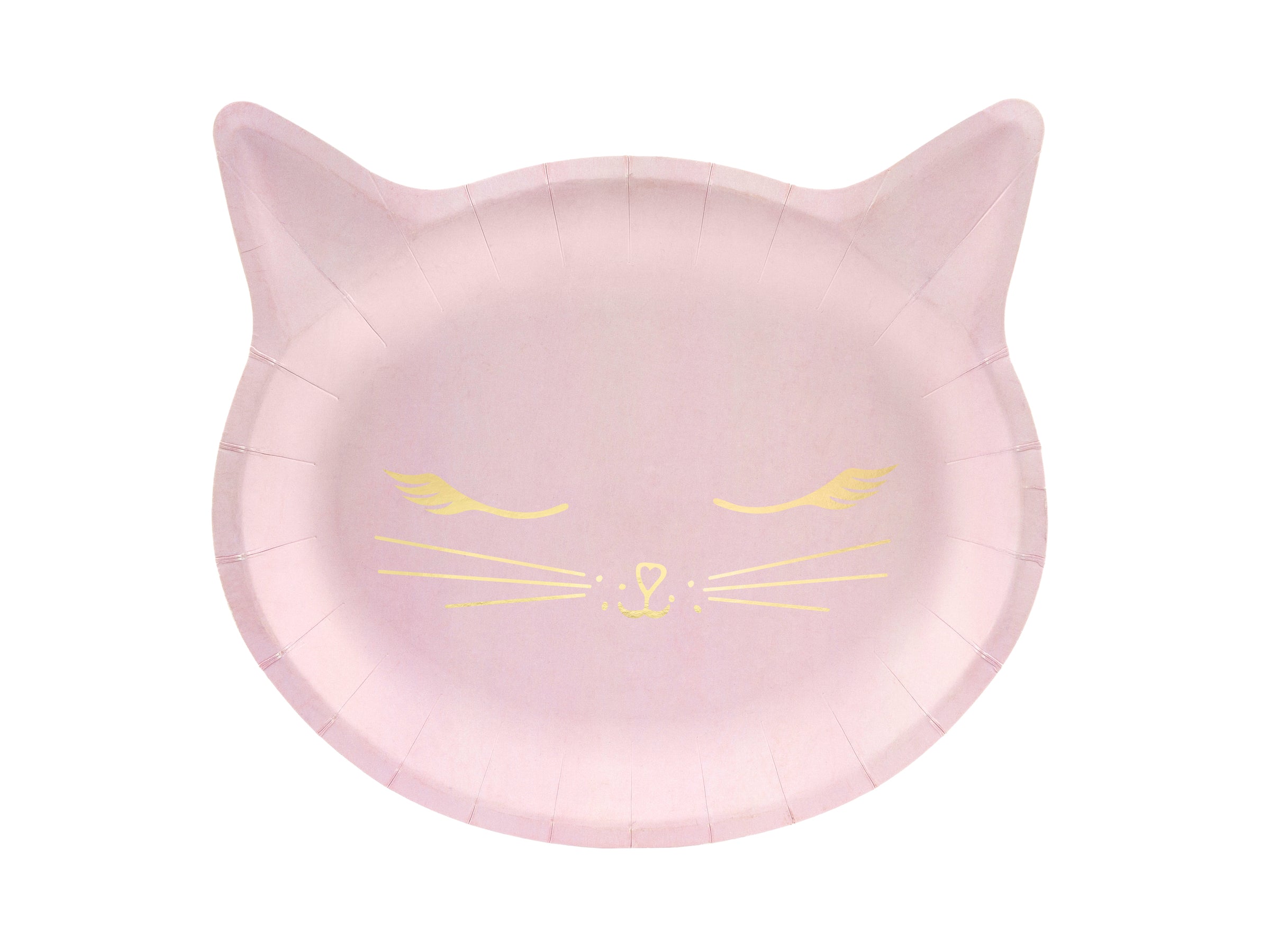 6 assiettes roses en forme de chat en carton - Meow Party