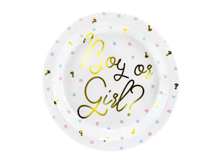 6 assiettes blanches avec texte doré 