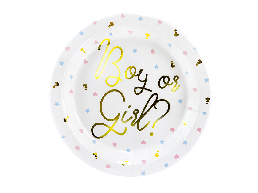 6 assiettes blanches avec texte doré 