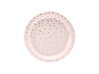 6 assiettes roses à pois dorés en carton - Polka Dots Collection