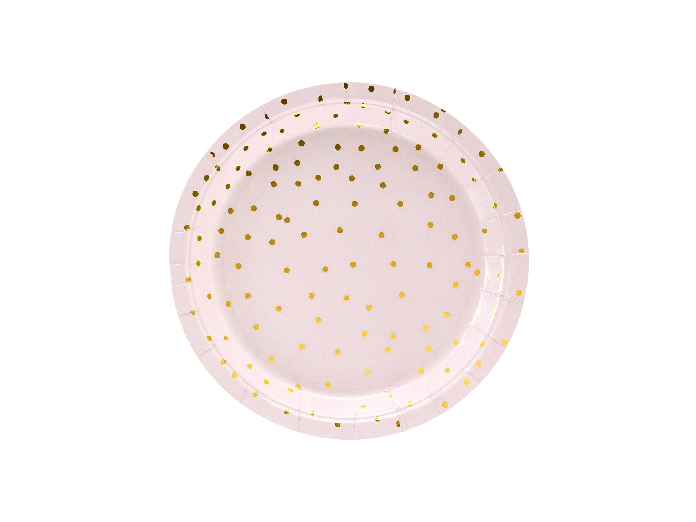 6 assiettes roses à pois dorés en carton - Polka Dots Collection
