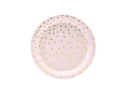 6 assiettes roses à pois dorés en carton - Polka Dots Collection