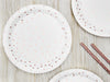 6 assiettes blanches à pois rose gold en carton - Polka Dots Collection