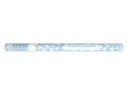Canon à confettis papillons blancs de 80 cm