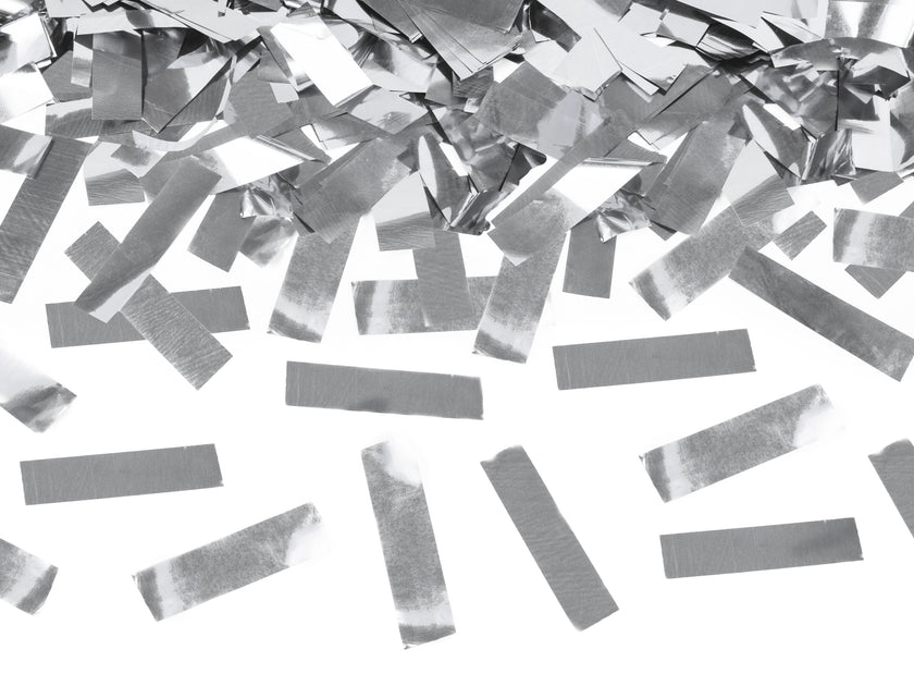 Canon à confettis rectangle argenté de 60 cm