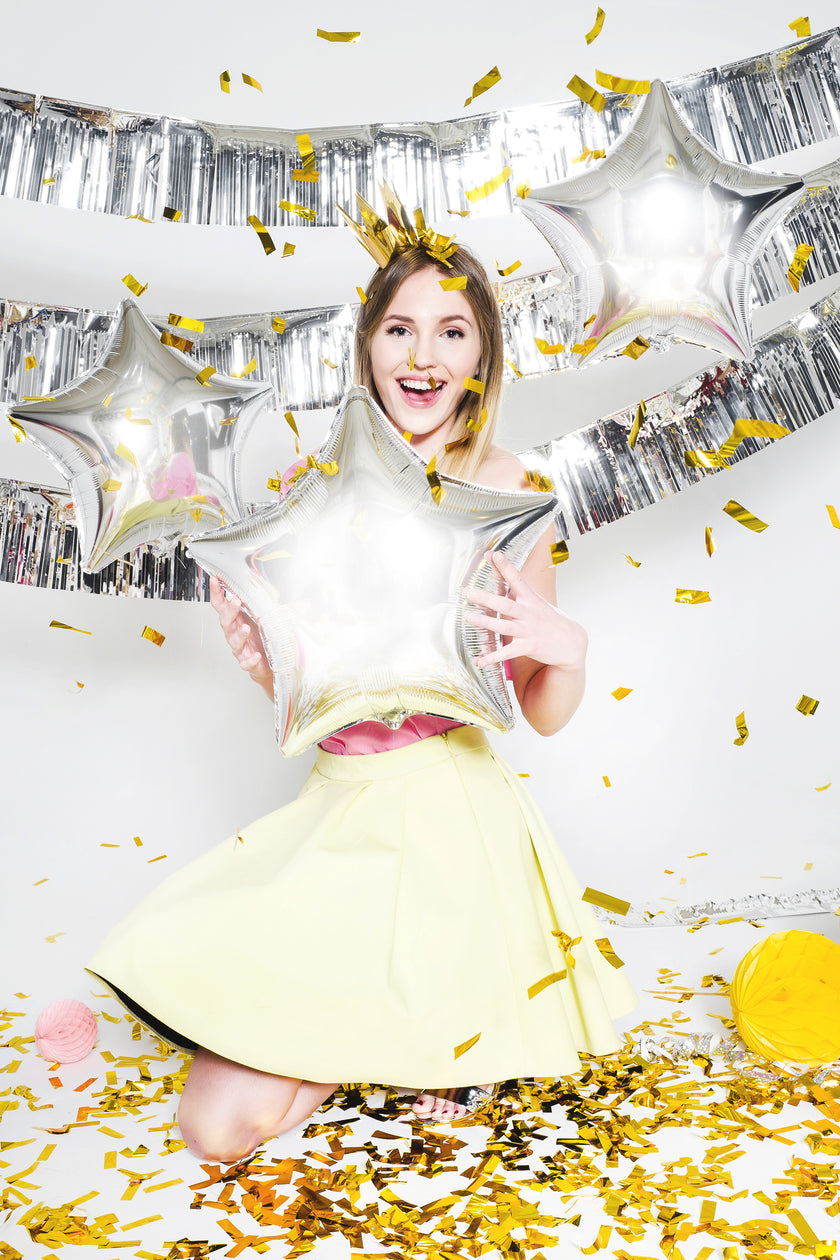 Canon à confettis rectangle doré de 60 cm