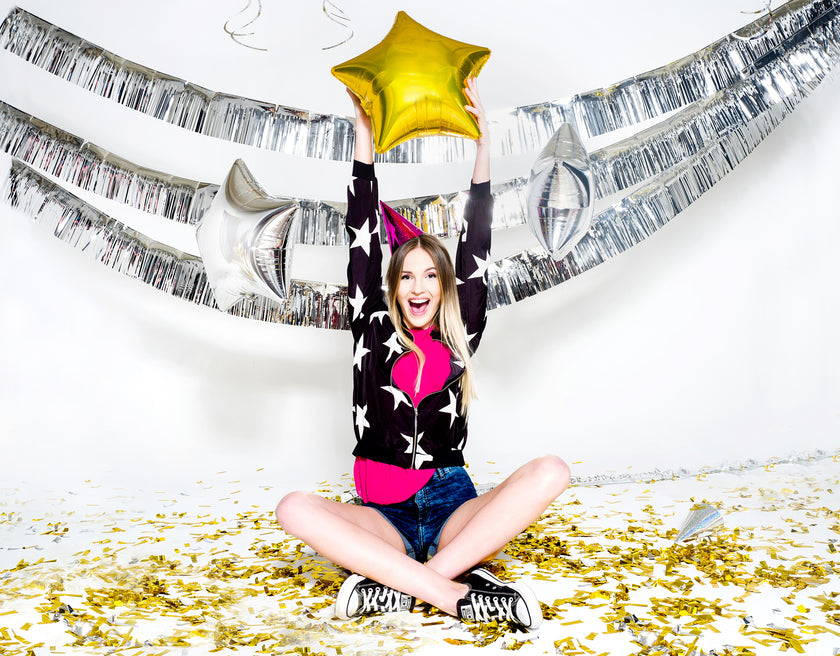 Canon à confettis rectangle doré de 60 cm