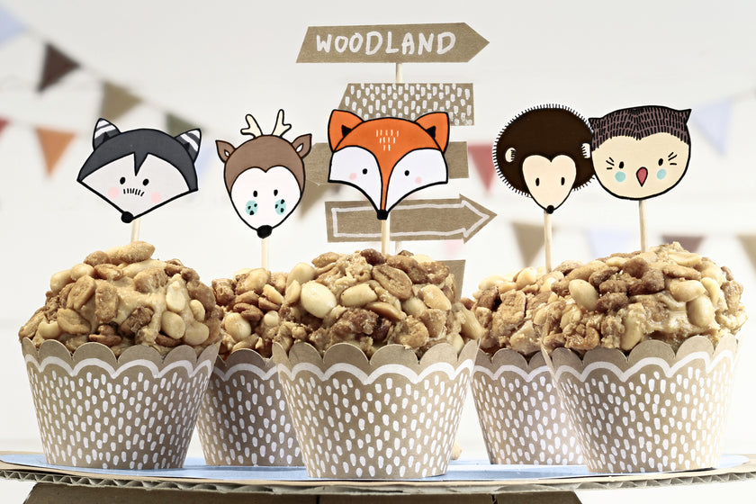 6 moules à cupcakes en papier Kraft - Woodland