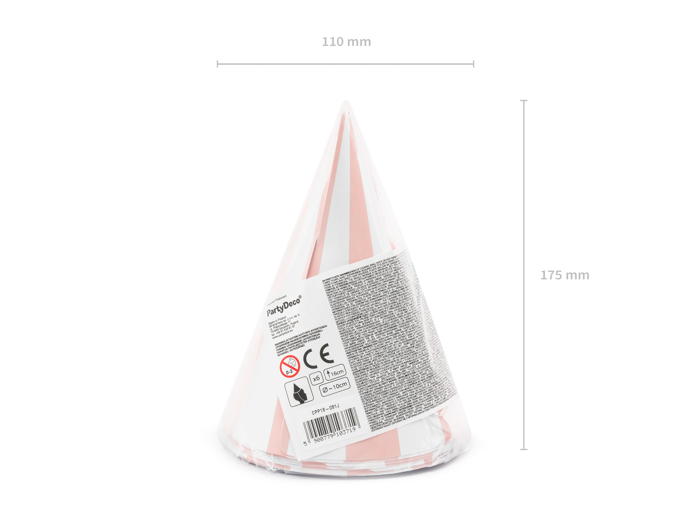 6 chapeaux à rayures en carton - Meow Party